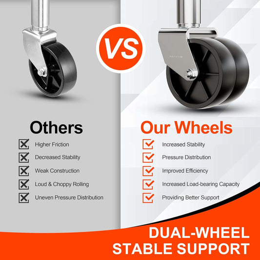 2000 lbs Trailer Jack with Dual Wheel, Heavy Duty Swivel Boat Jack, 12" Lift, Bolt-on Tongue Trailer Jack for RV Boat Trailers