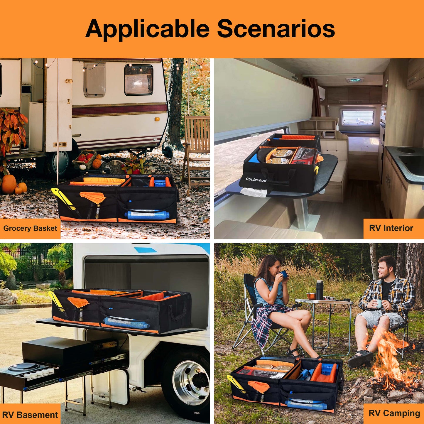 RV Storage and Organization, 81.4L Waterproof Collapsible Trunk Organizer for Suv DIY RV Storage Bag with Internal Compartments RV Storage Solutions for Camper Trailer Trunk