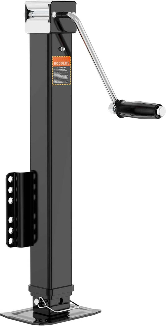 8000 lbs Trailer Jack, Bolt-On, 28.9" Vertical Travel, Heavy Duty, Adjustable Drop Leg, for Utility Trailer, Yacht, Boat, RV (Black)