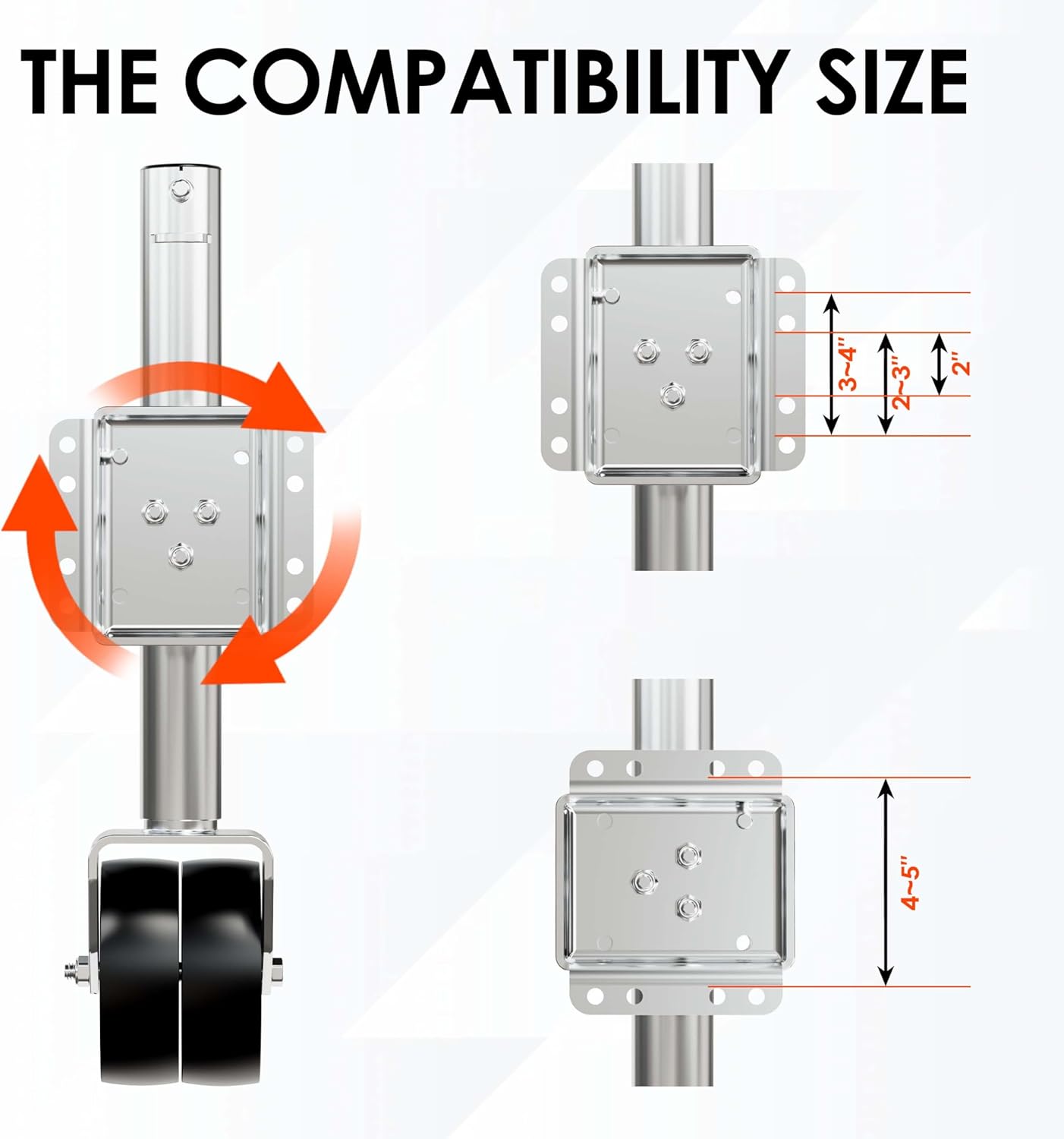 2000 lbs Trailer Jack with Dual Wheel, Heavy Duty Swivel Boat Jack, 12" Lift, Bolt-on Tongue Trailer Jack for RV Boat Trailers