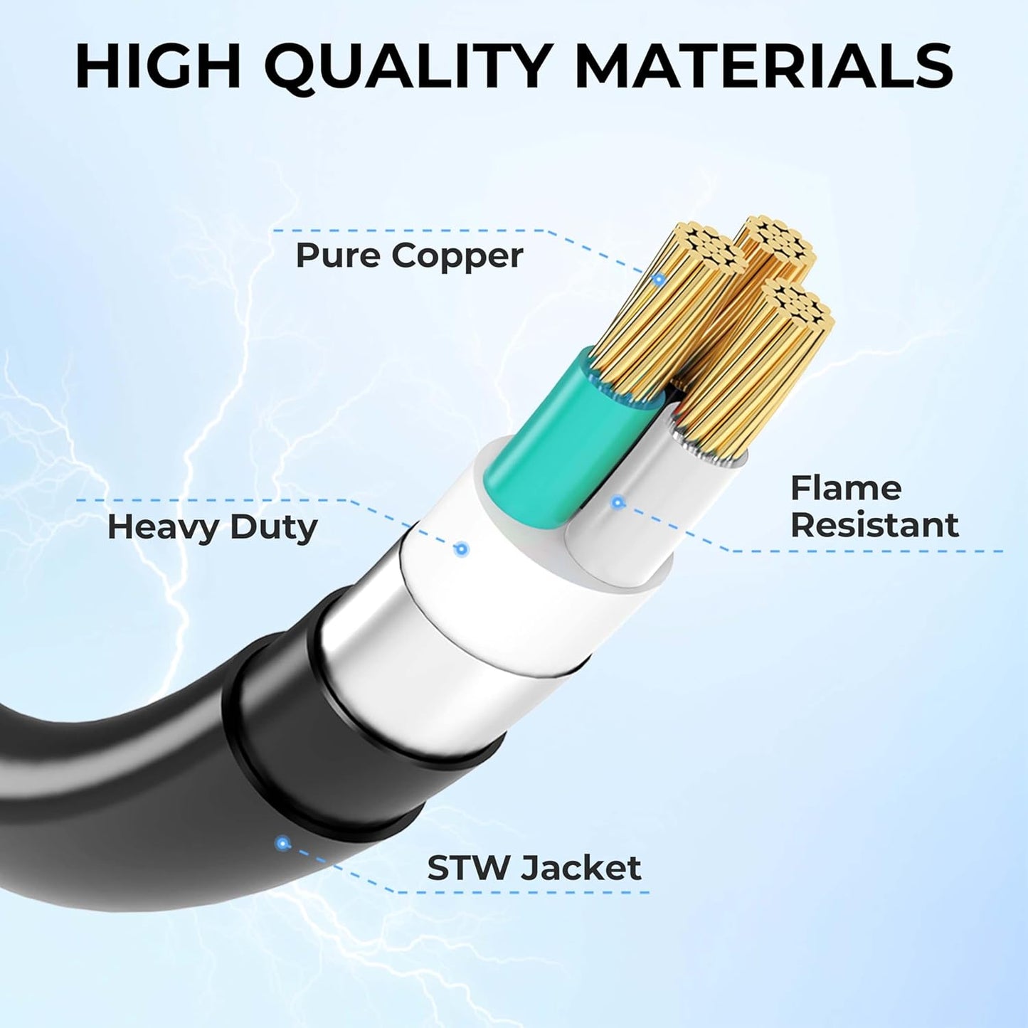 30 Amp 100 Feet RV Power Cord Twist Locking, Heavy Duty 10 Gauge 3 Wire STW Pure Copper Wire with Grip Handle, TT-30P to L5-30R with Cord Organizer for RV Trailer Campers